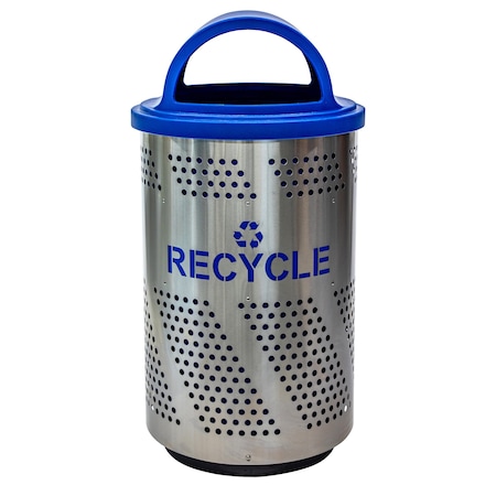 Ex-Cell Kaiser Arena-Perforated Outdoor 51-Gal. Recycling Receptacle, Stainless Steel ARENA-X51 R SS/RBL